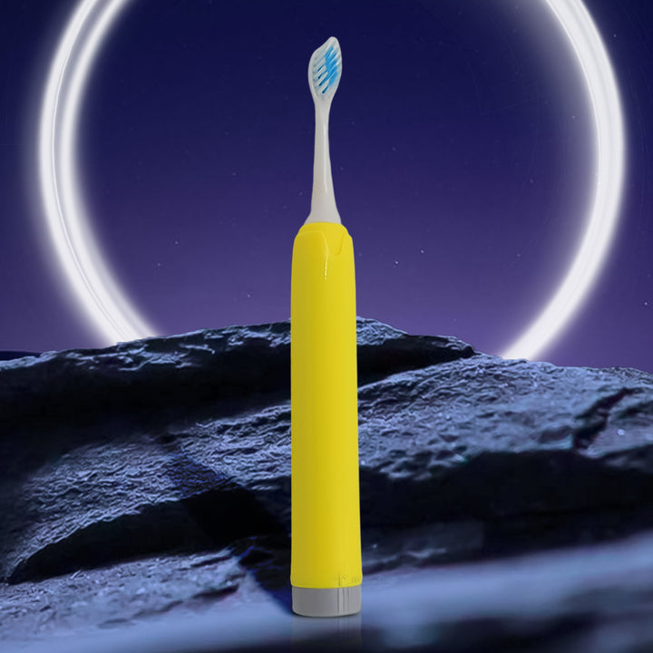 Bright yellow waterproof electric toothbrush with ergonomic design for effective oral care