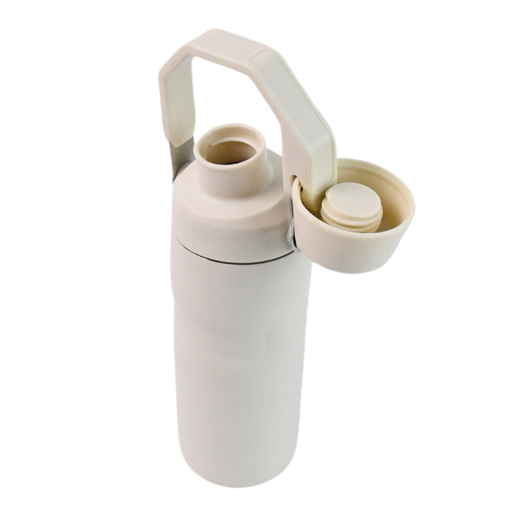 White insulated water bottle 500ml with flip cap and carrying handle from Superior eMart