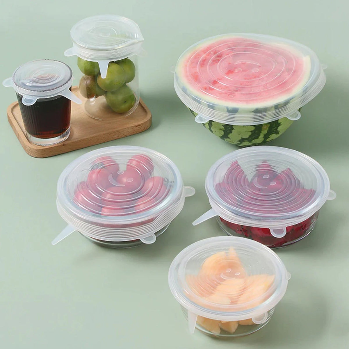 Silicone Stretch Lids, Food Cover For Freezer Microwave Oven Dishwasher Safe Fre - 5752_silicone_stretch_lids_6pc