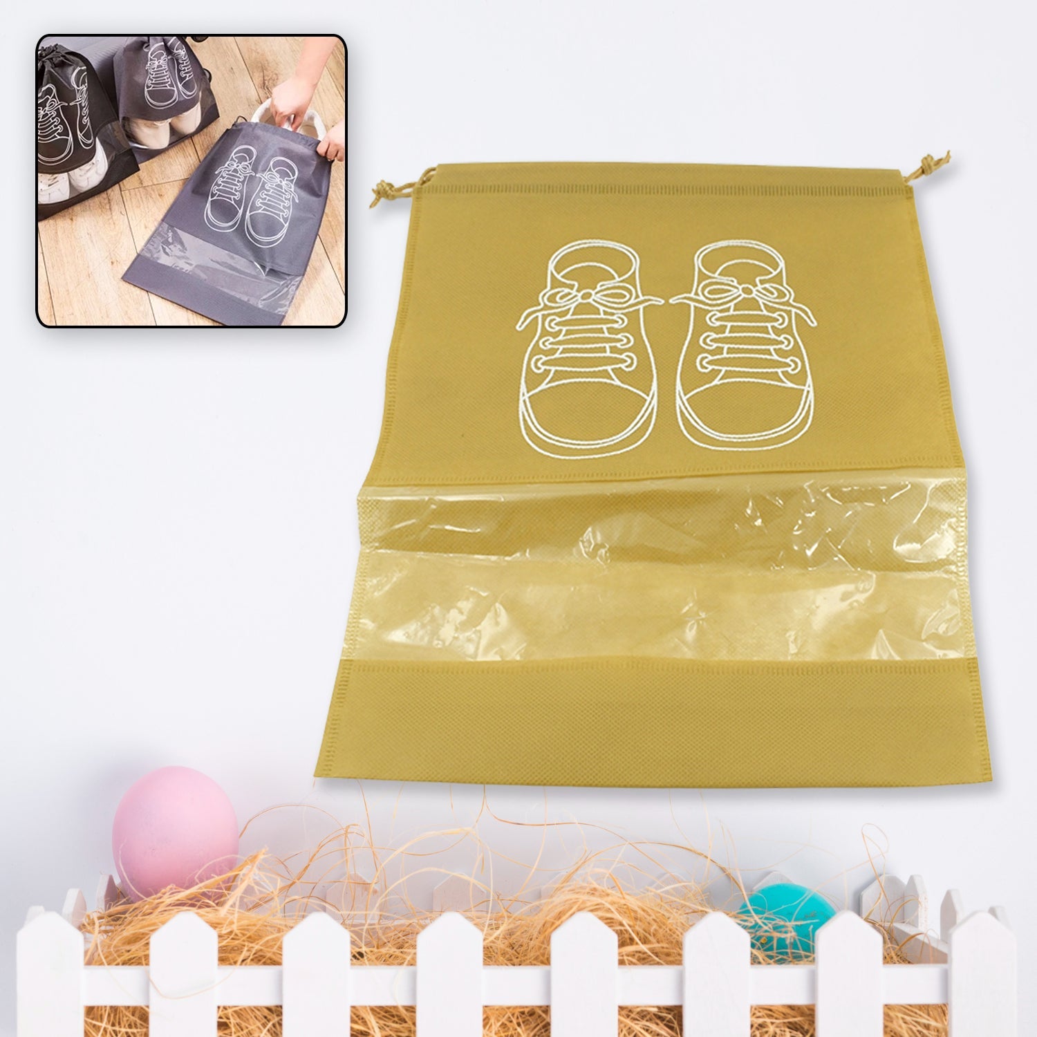 Beach Bag Shoes Storage Bag Closet Organizer Non-woven Travel Portable Bag Water - 8827_medium_shoe_bag_44x32cm