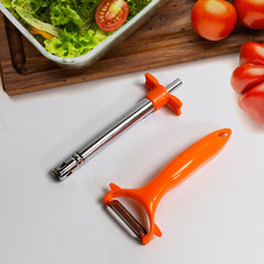 2 in 1 Kitchen Combo Lighter, Stainless Steel Durable Gas Lighter with Vegetable - 8213_gas_lighter_n_peeler_2pc