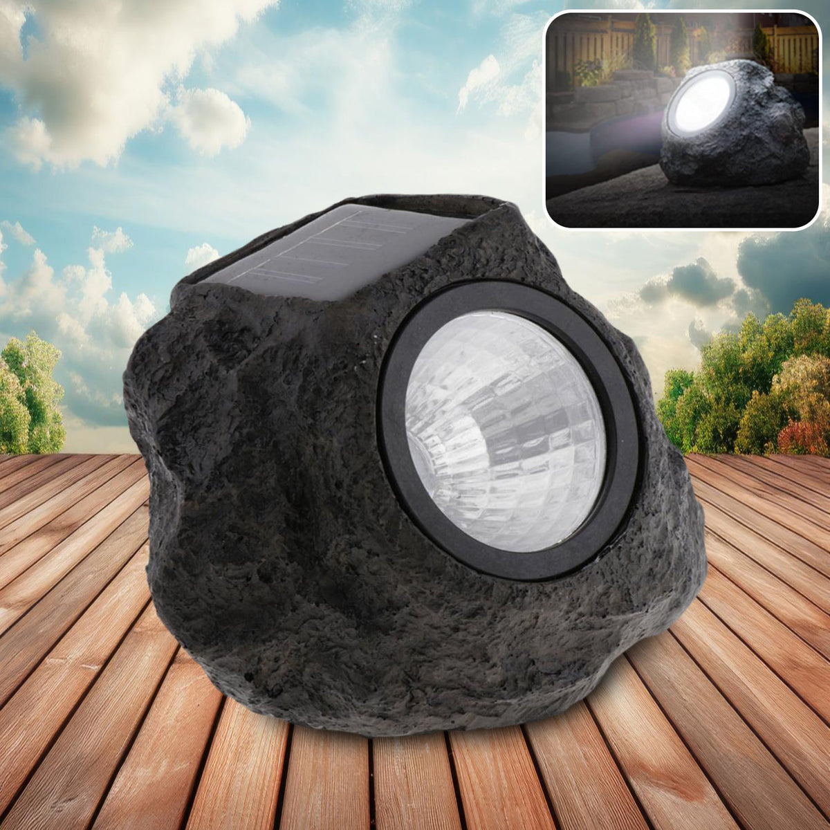 Solar Powered LED Rock Light Solar Powered LED Spotlight Faux Stone for Pathway  - 7577_led_solar_light_1pc