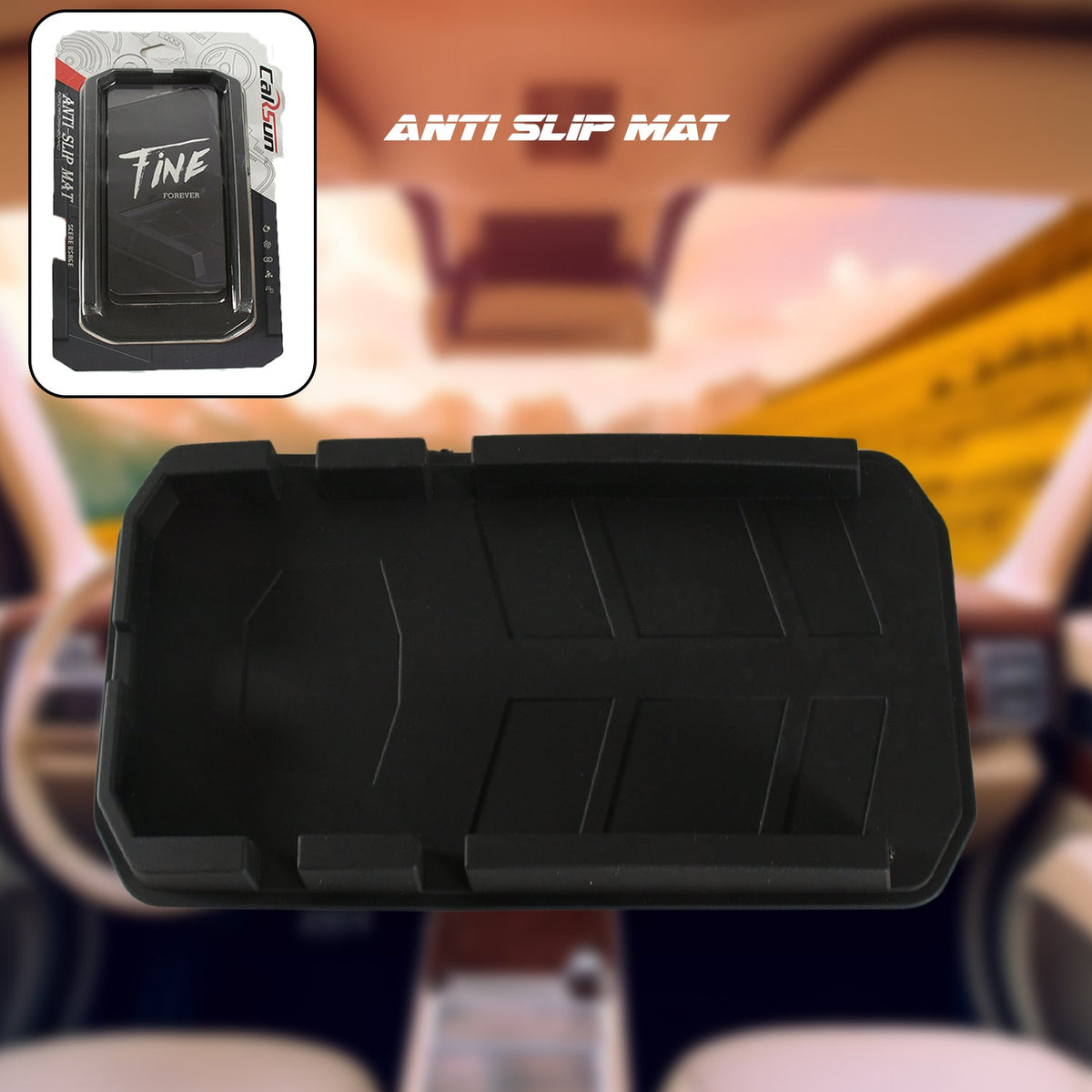 Multipurpose Car Mobile Holder for Dashboard, Anti-slip Durable Silicone Tray Da - 7591_multi_anti_slip_mat_1pc