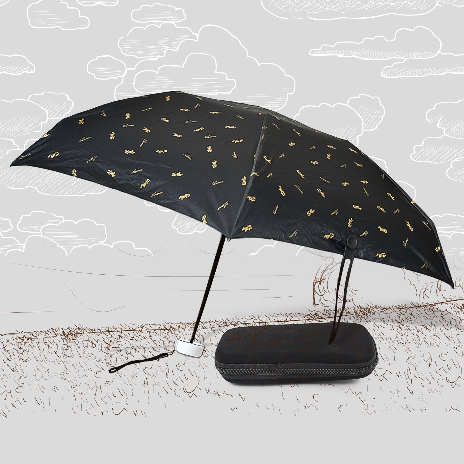 3-Fold Umbrella Summer Sun and Rain Protection Foldable Cute Umbrella || UV Pr - 8562_fold_umbrella_with_zip_case