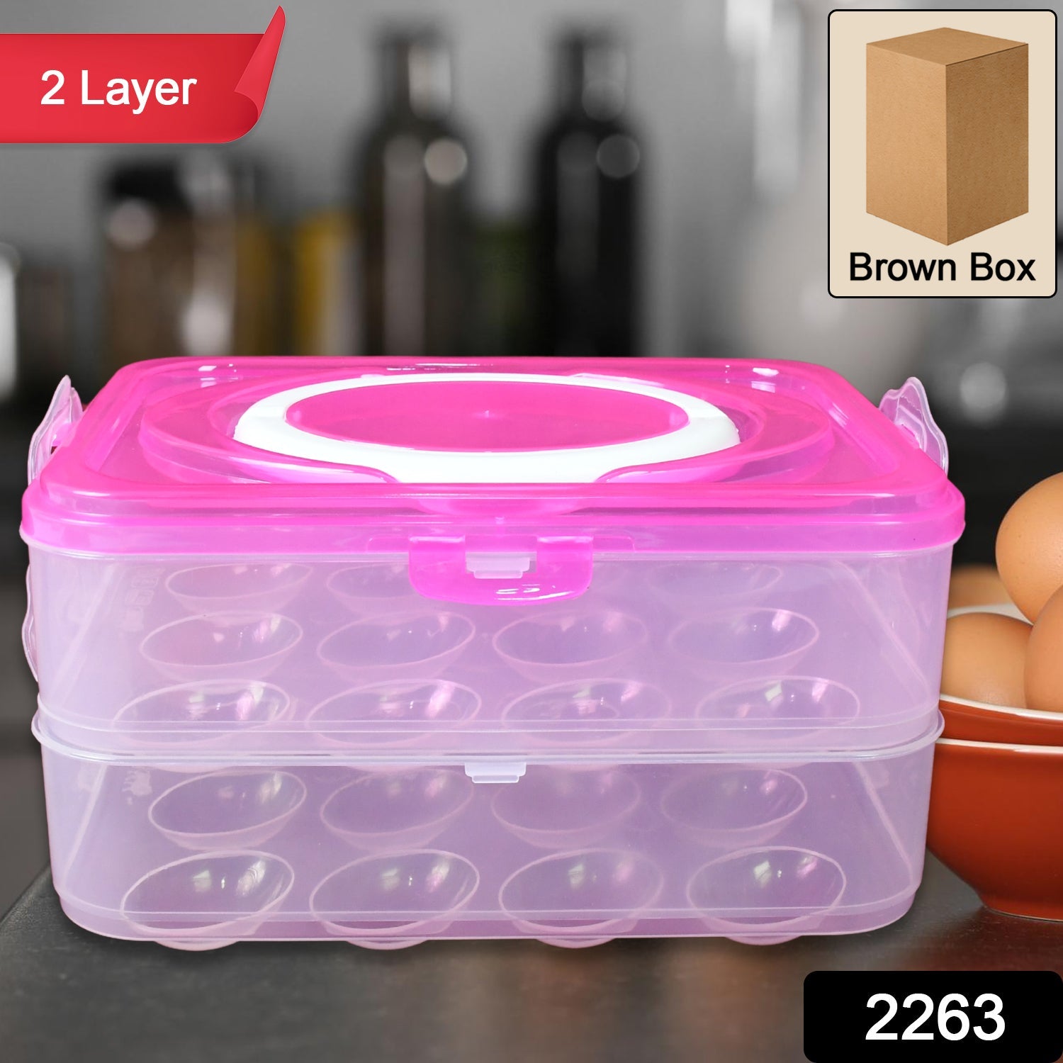 Double Layer 24 Grid Egg Storage Box for Egg Storage Container - 2263_24grid_2lay_egg_box