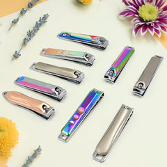 Stainless Steel Folding Portable Large Nail Clippers with Nail File (1 Pc / Mix  - 13440_mix_des_folding_nail_clippers_1pc