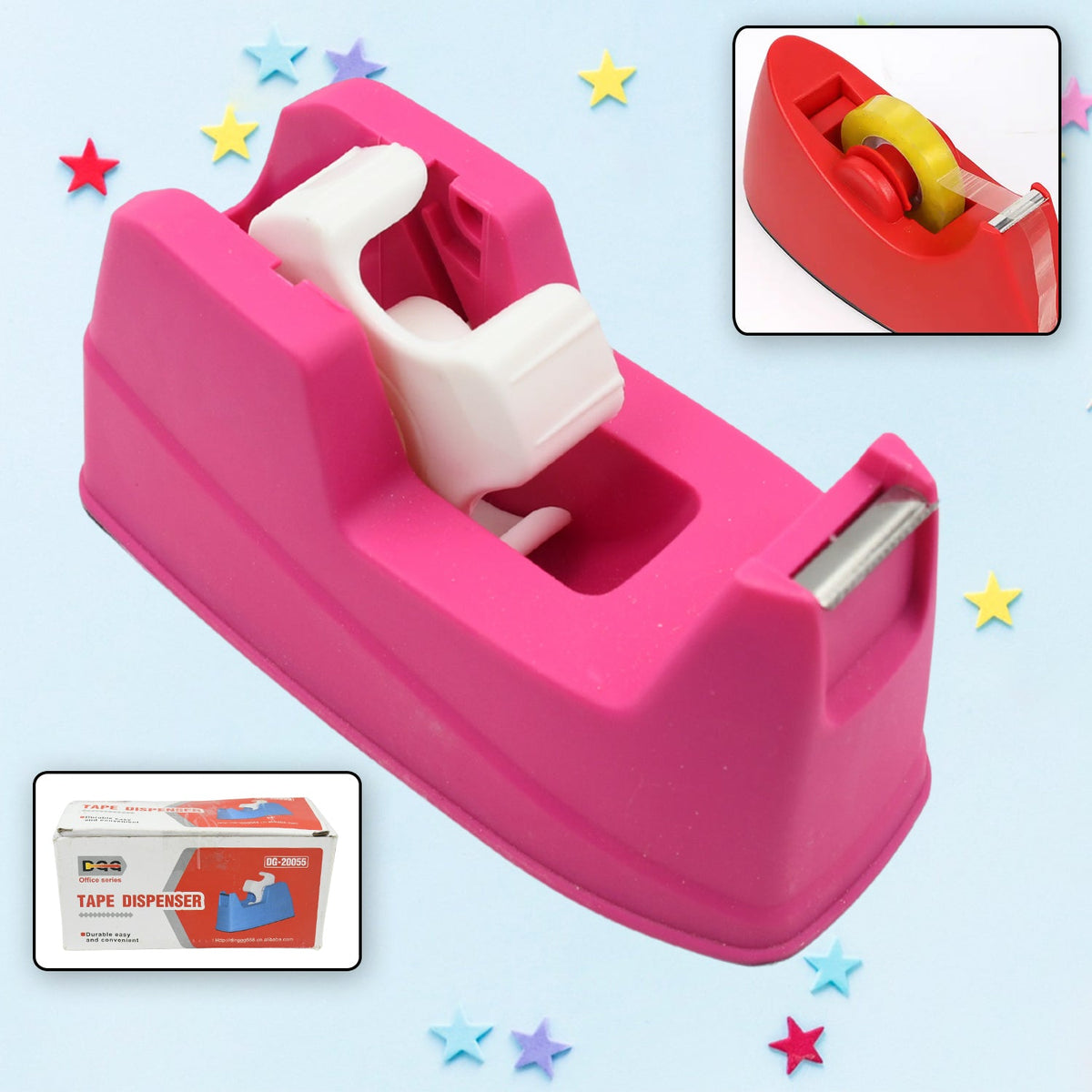 Plastic Tape Dispenser Cutter for Home Office use, Tape Dispenser for Stationary - 9506_plastic_tape_dispenser_no1