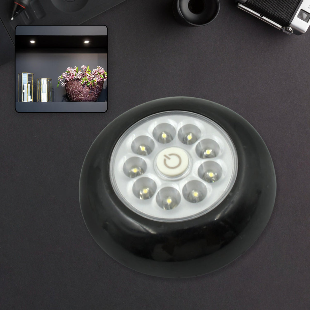 9 LED Touch Light Closet Light Battery Powered Stick-on Anywhere Puck Lights wit - 1749_9led_stick_touch_lamp