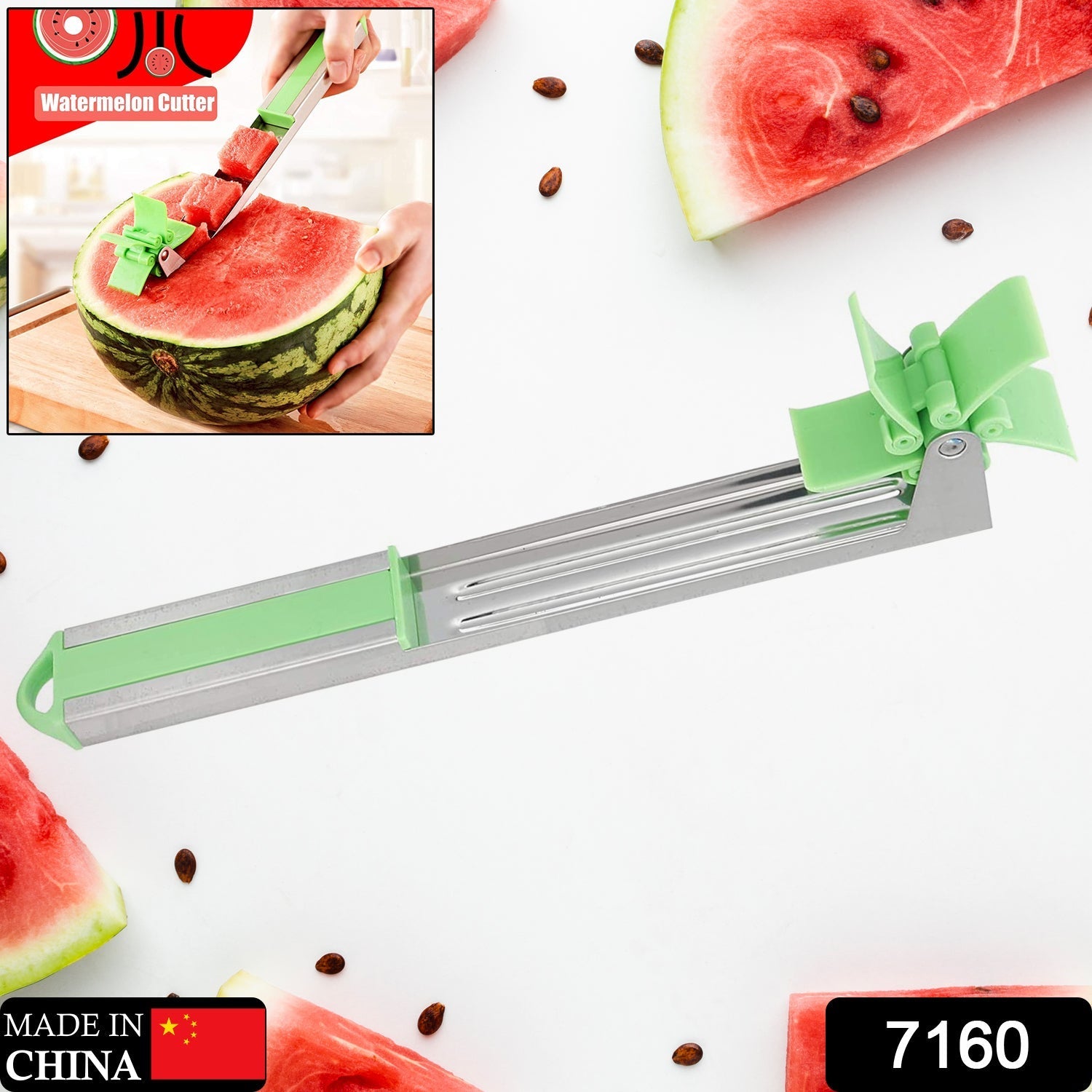 Stainless Steel Washable Watermelon Cutter Windmill Slicer Cutter Peeler for Hom - 7160_watermelon_slice_cutter