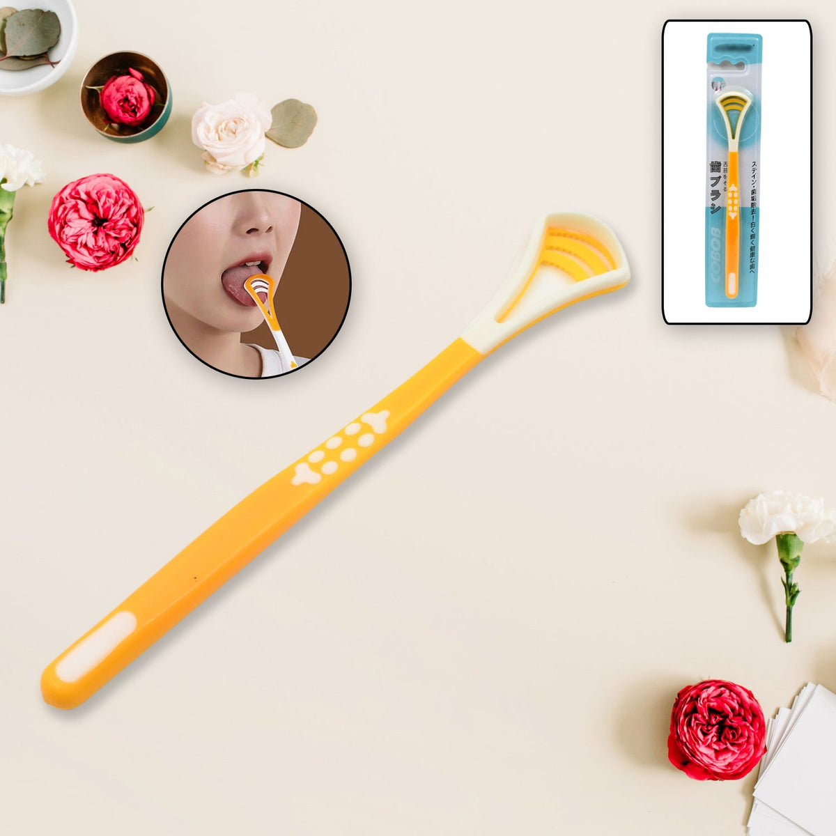 Tongue Scraper and Tongue Brush Great for Oral Care, Help Fights Bad Breath and  - 12576_tongue_cleaner_brush_1pc