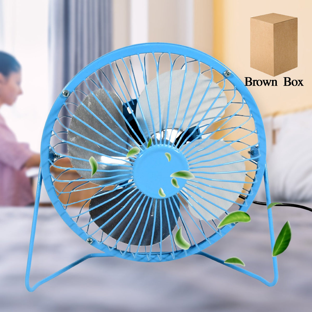 USB Table Desk Personal Metal Electronic Fan, Compatible with Computers, Laptops - 17531_usb_table_desk_fan_no1