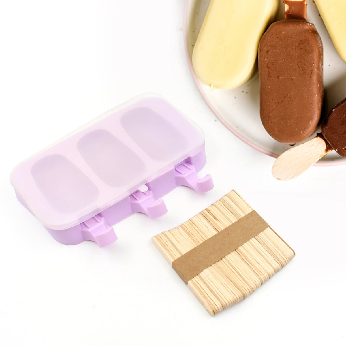 Silicone Popsicle Molds, Ice Pop Maker Molds with Lids and Sticks for Kids DIY H - 10031_sili_popsicle_mold_n_50_sticks