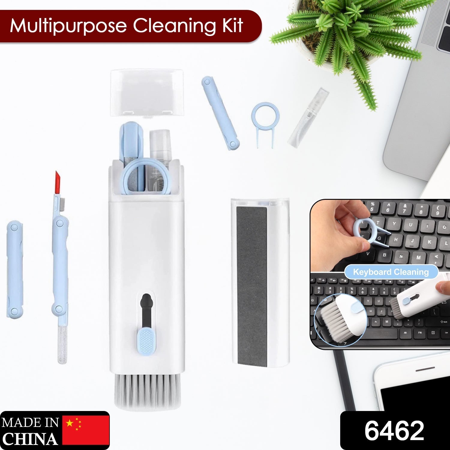 7 in 1 Electronic Cleaner kit, Cleaning Kit for Monitor Keyboard Airpods, Screen - 6462_7in1_keyboard_clean_brush