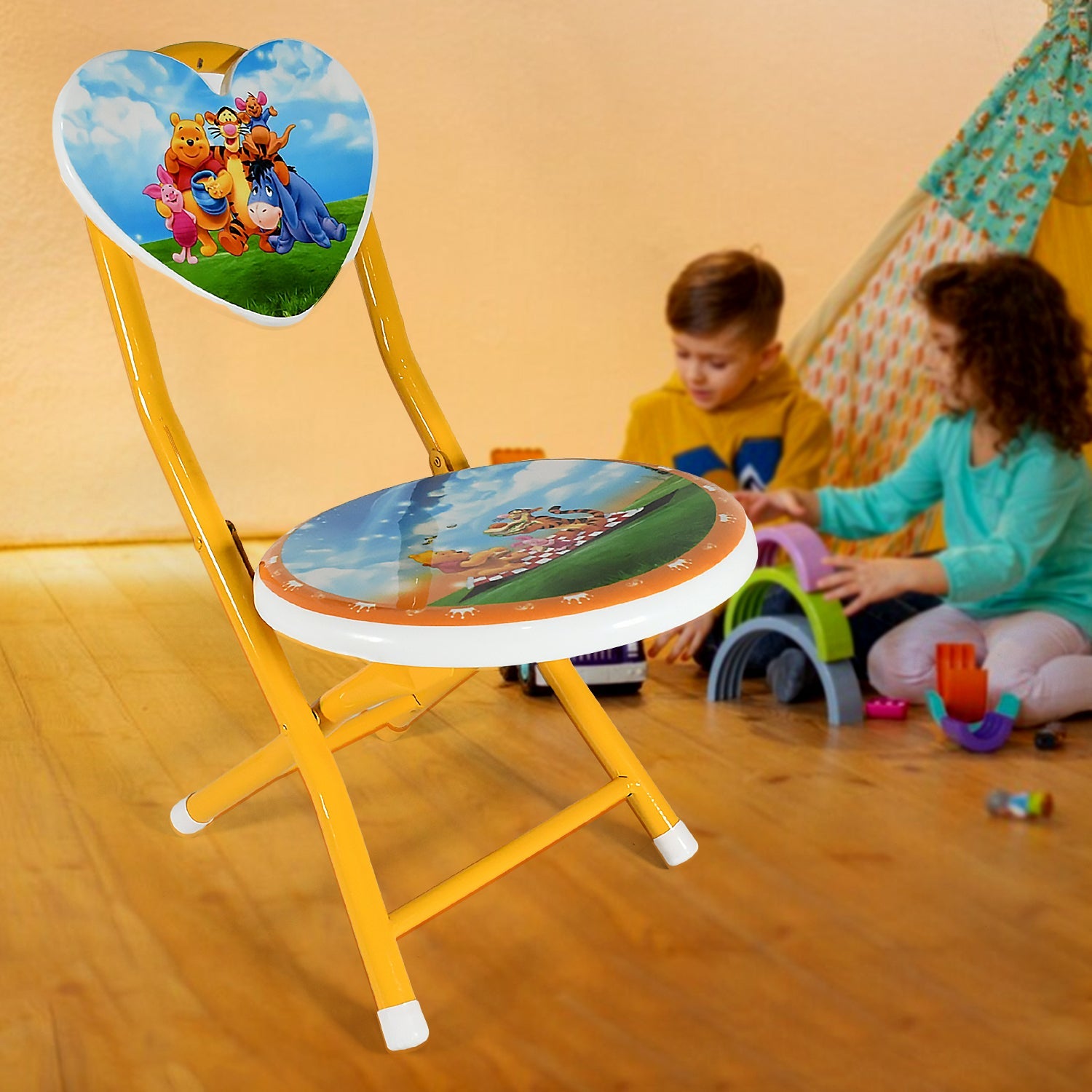 Heart Shape Kids Chair Cartoon Printed Foldable Kids / Children Folding Chair fo - 17761_heart_shape_kids_chair_1pc