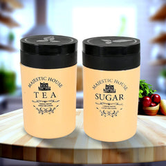 Accurate Seal Tea Sugar Coffee Container, Plastic Damru Shaped Tea, Coffee, Suga - 5640_2pc_tea_sugar_container_800ml