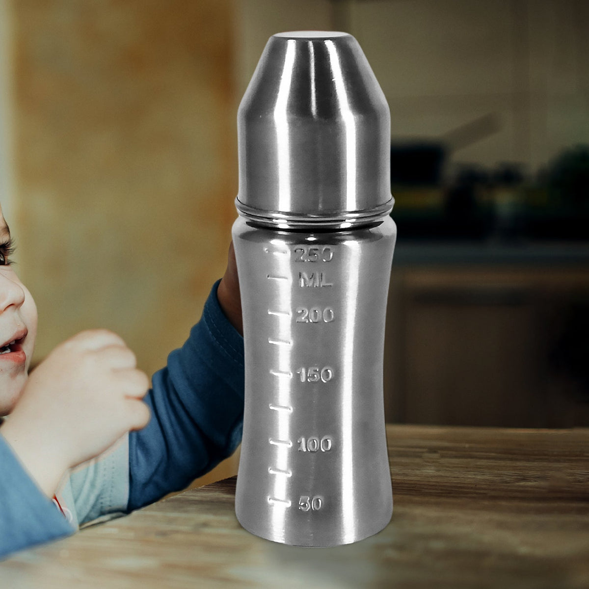 Ganesh Stainless Steel Baby Feeding Bottle, Milk Bottle for New Born / Infants / - 8173_ganesh_ss_baby_milk_bottle_250ml