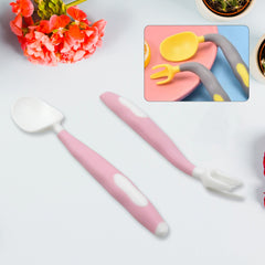 Silicone Bendable Kids Feeding Spoons And Forks, Toddler Utensils with Travel ca - 10039_bendable_spoon_n_fork_2pc