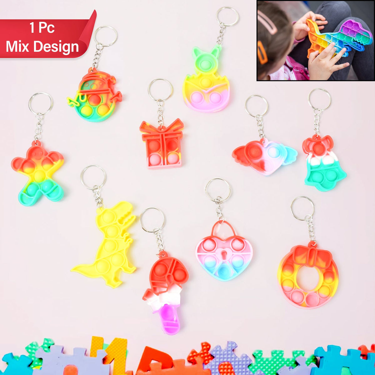 Compact Silicone Pop it Keychain Toy - Birthday Return Gift of Kids - Portable B - 17693_popit_keichain_fidget_toy