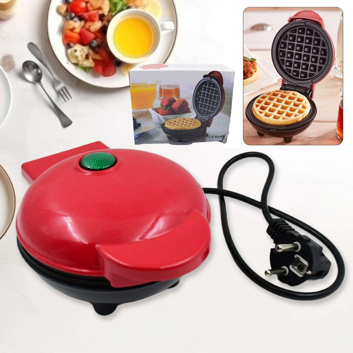 Mini Waffle Maker Machine Waffle Iron Home Appliances Kitchen Gift Easy To Clean - 10007_round_waffle_maker_machine