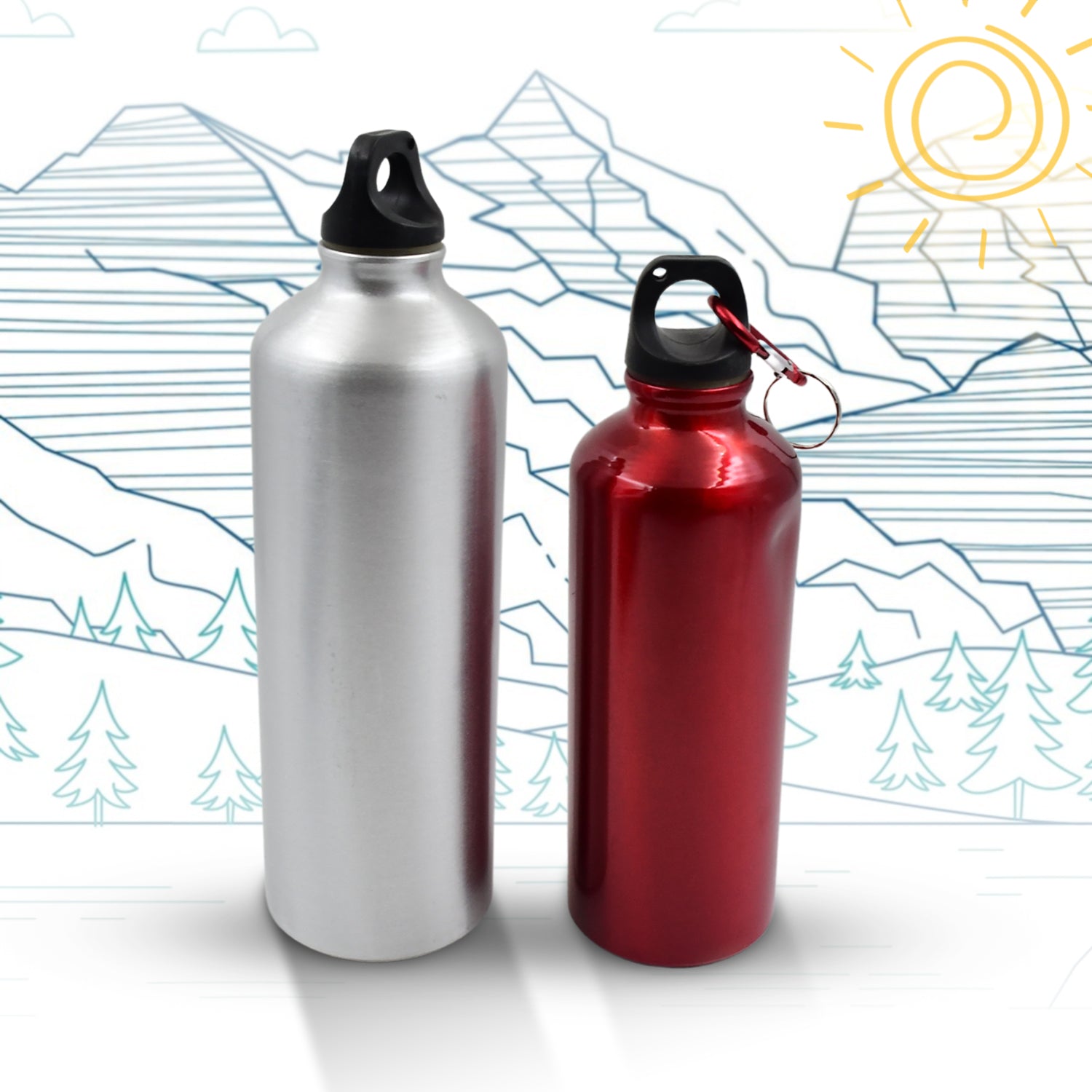 Aluminum Durable Sports Water Bottle (1 Pc / Mix Size & Color) - 13144_mix_size_n_color_alu_bottle_1pc