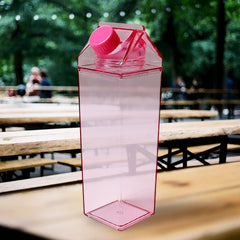 Plastic Milk Carton Colorful Clear Water Bottle, 17 Oz Portable Milk Box Leakpro - 17764_plastic_milk_carton_bottle