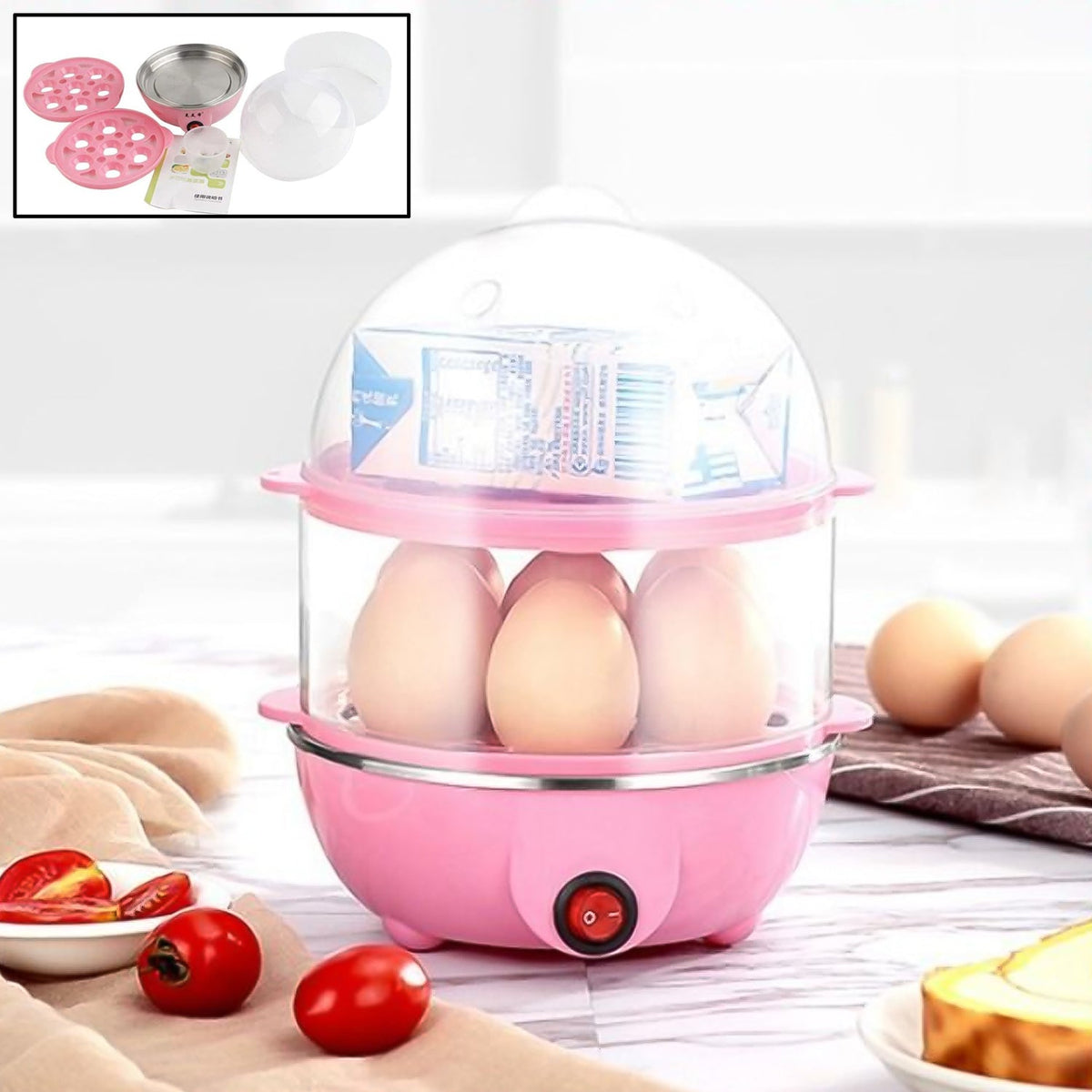 Egg Boiler / Poacher / Cooker / Electric Steamer (2 Layer) - 0115_2floor_egg_cooker