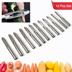 Multi-Purpose Stainless Steel Peeler With Handle For Vegetables, Potato Peeler,  - 5639_ss_multi_peeler_12pc_set