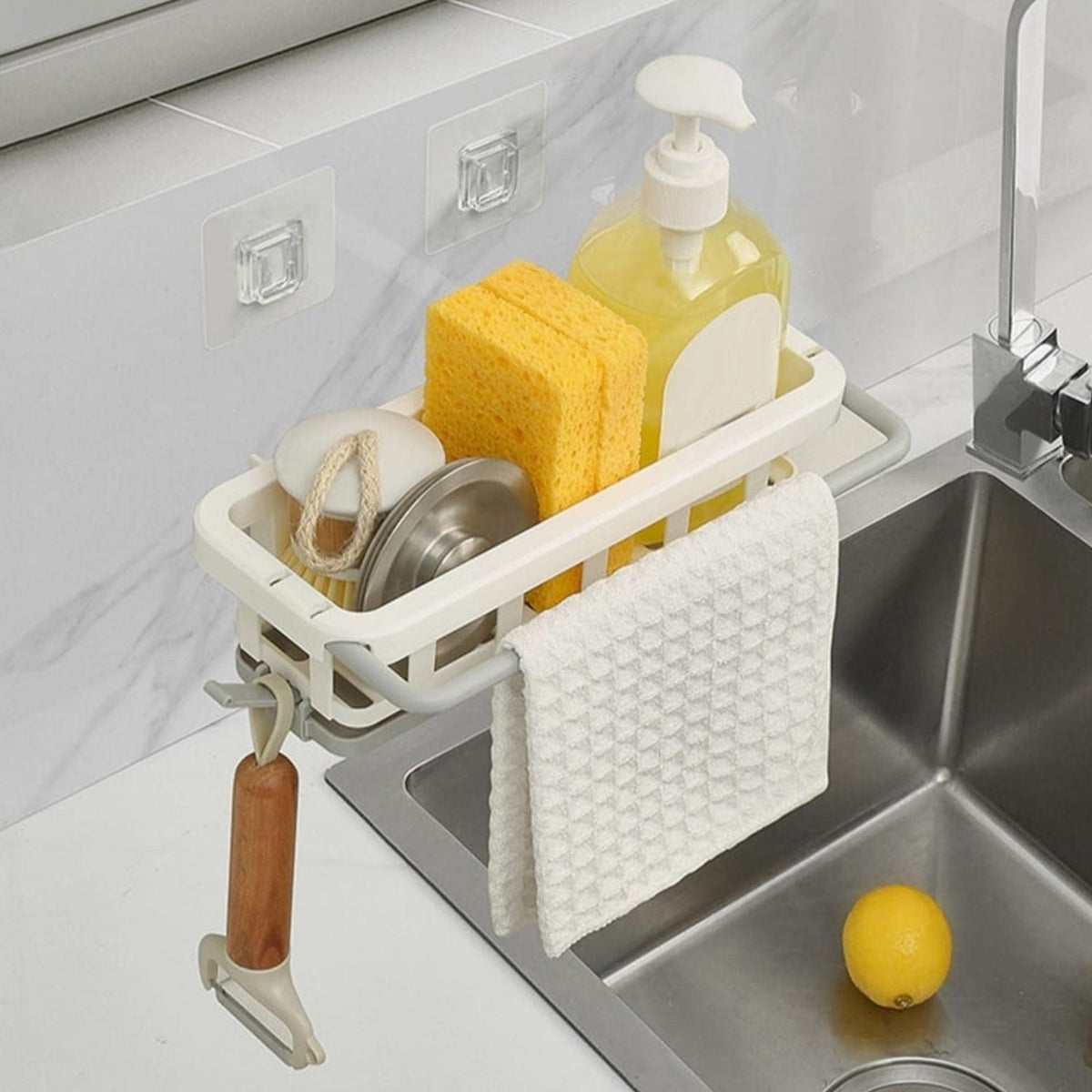 Multipurpose Platic Hanging Drain Rack Retractable Sponge Storage Hanging Rack W - 8788_storage_hanging_rack_1pc