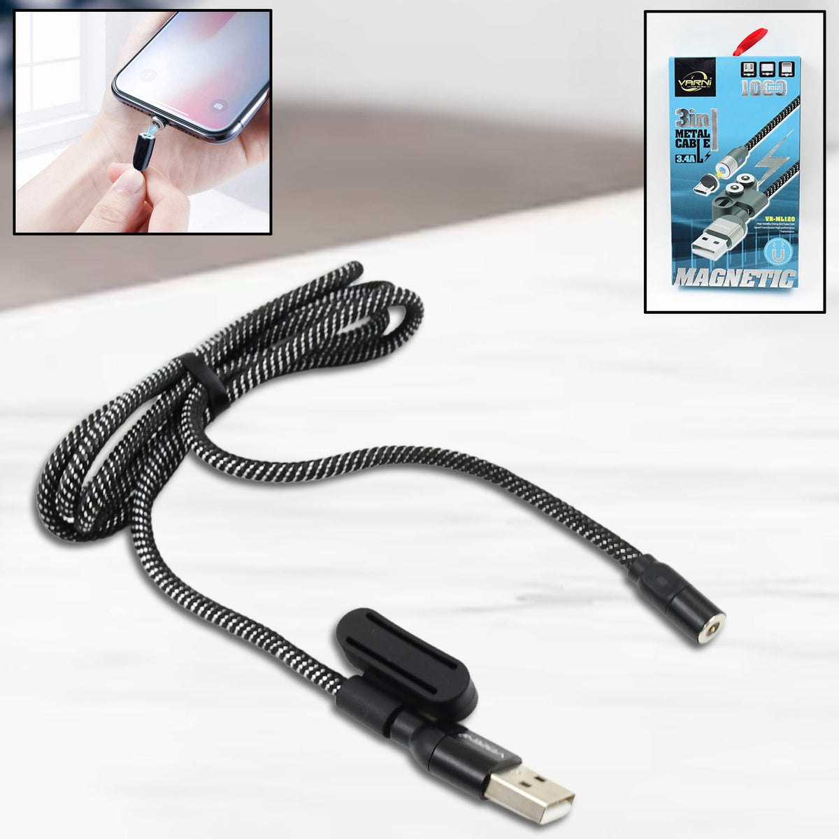 3 in 1 Magnetic USB Charging Cable | USB-c Android and Lightning with Extra Prot - 0301_3in1_magnetic_charging_cable