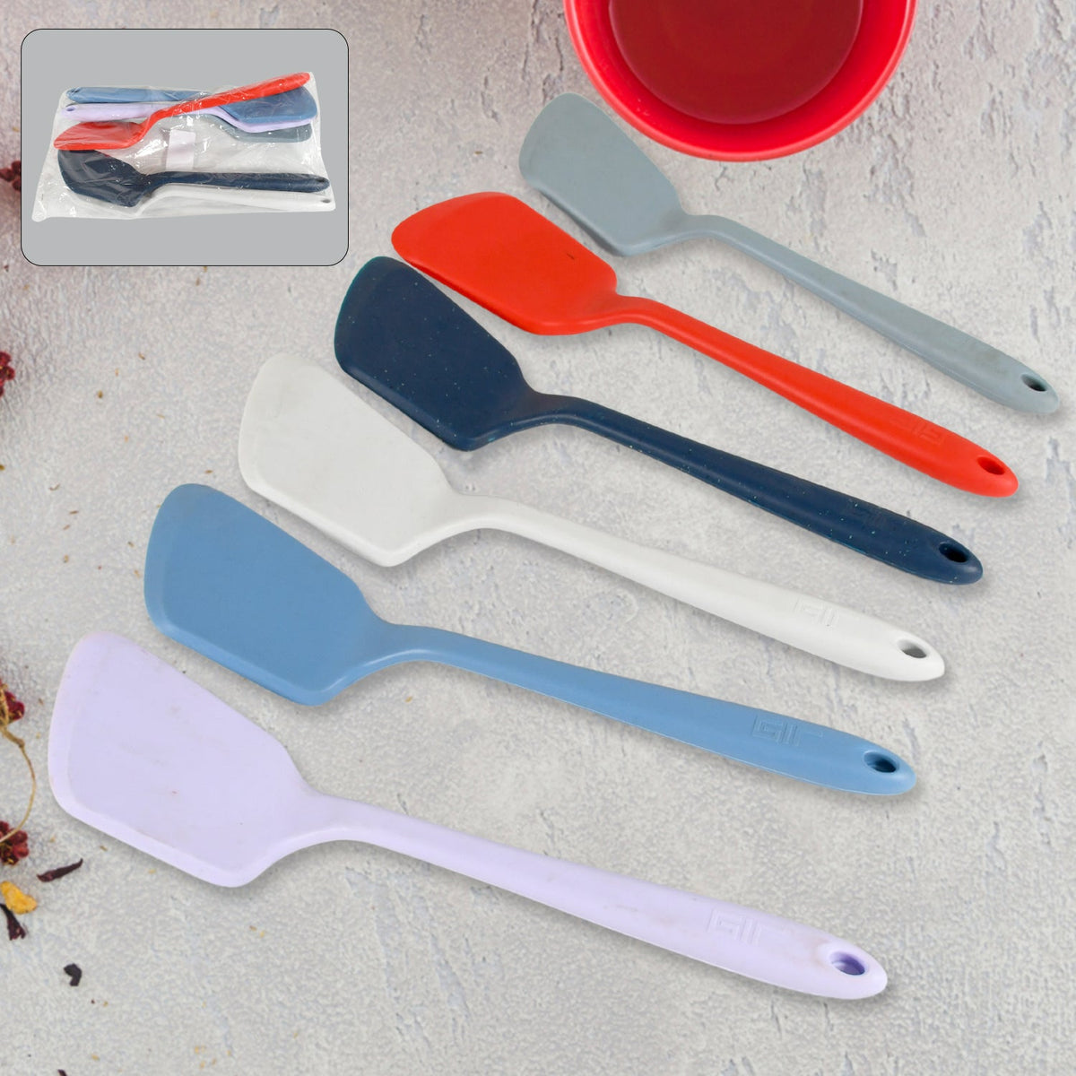 Multipurpose Silicone Spoon, Silicone Basting Spoon Non-Stick Kitchen Utensils H - 8205_silicone_cooking_spoon_6pc_no65