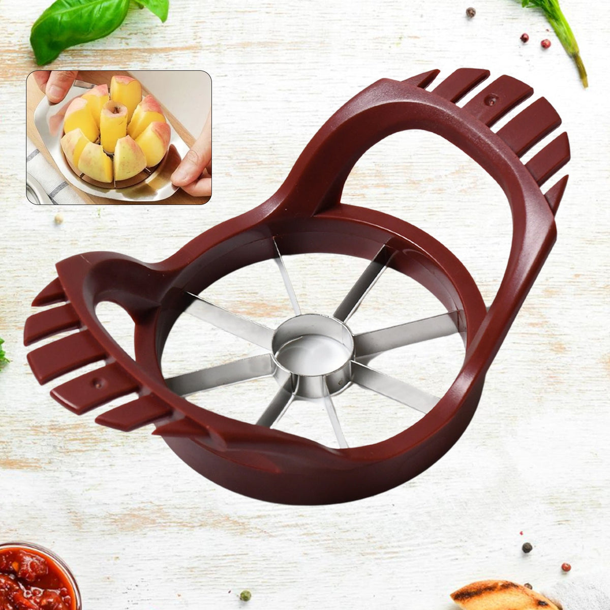 stainless steel apple cut, apple slicer, fruit divider, core remover, separator - 5605_fruits_slicer