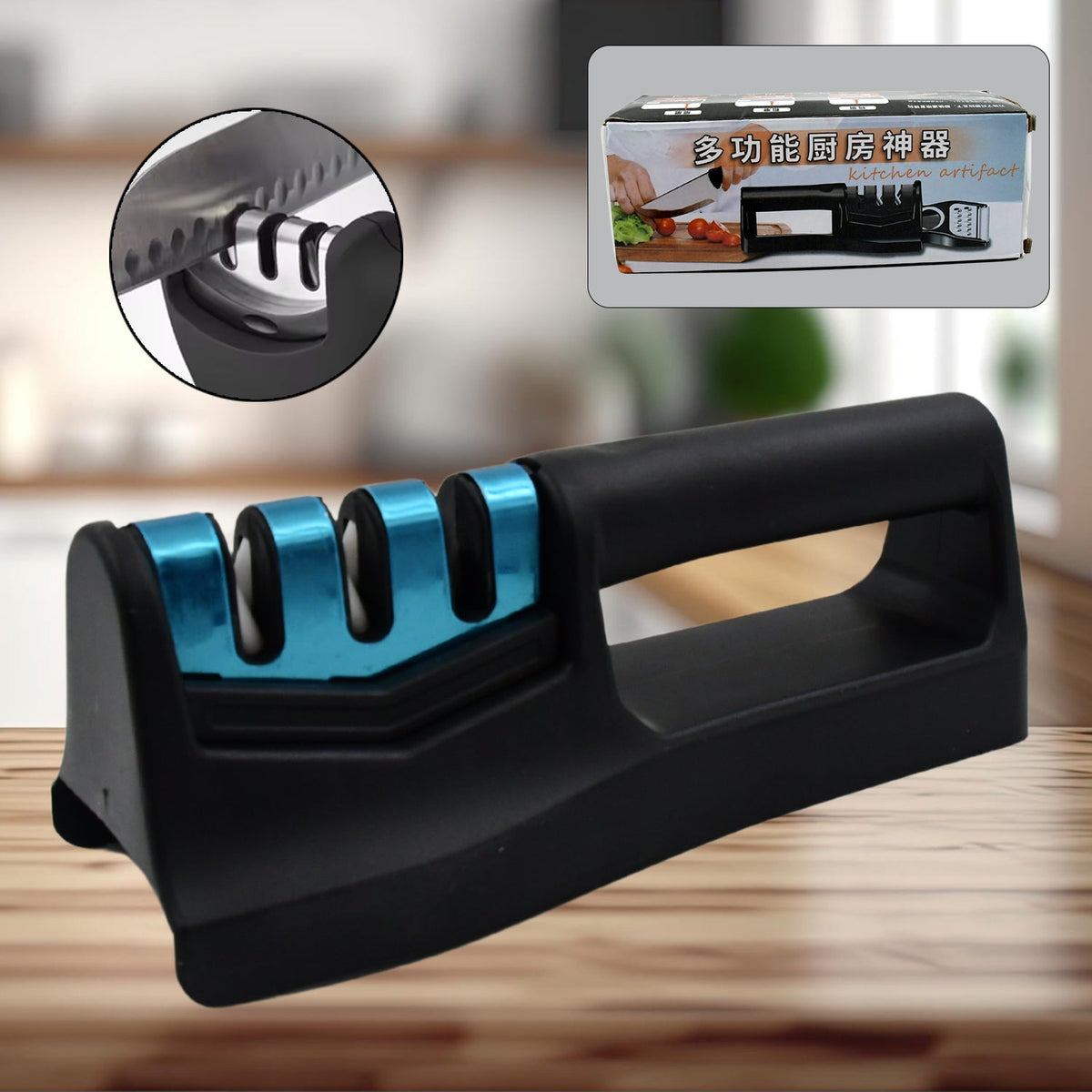 Knife Sharpener for Kitchen | Knife Sharpener with Vegetable Chopper and Fish Sc - 10020_9in1_knife_sharpener_n_chopper