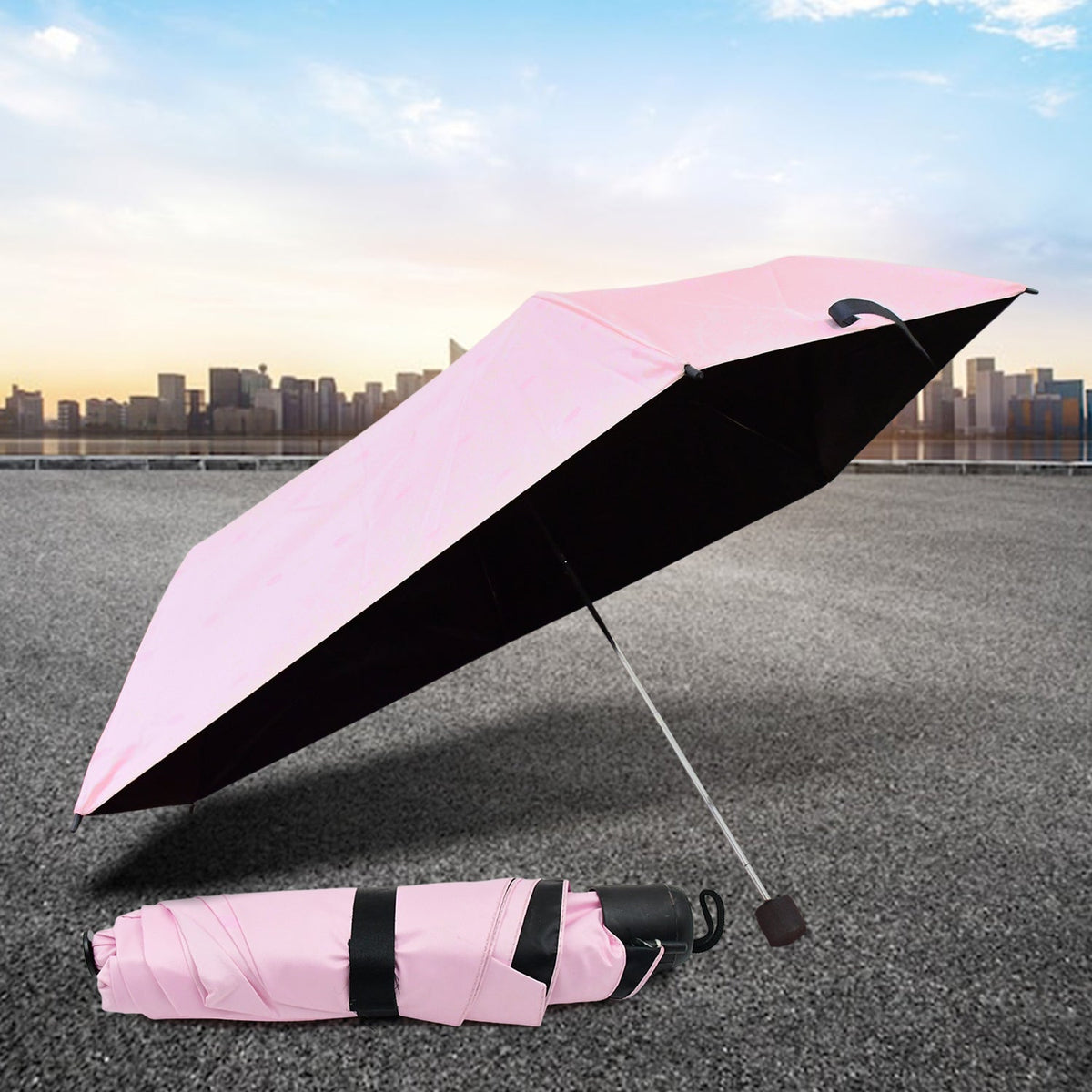 3-Fold Sun & Rain Protective Solid Foldable Umbrella, (1 Pc) - 8605_3_fold_umbrella_1pc_no11