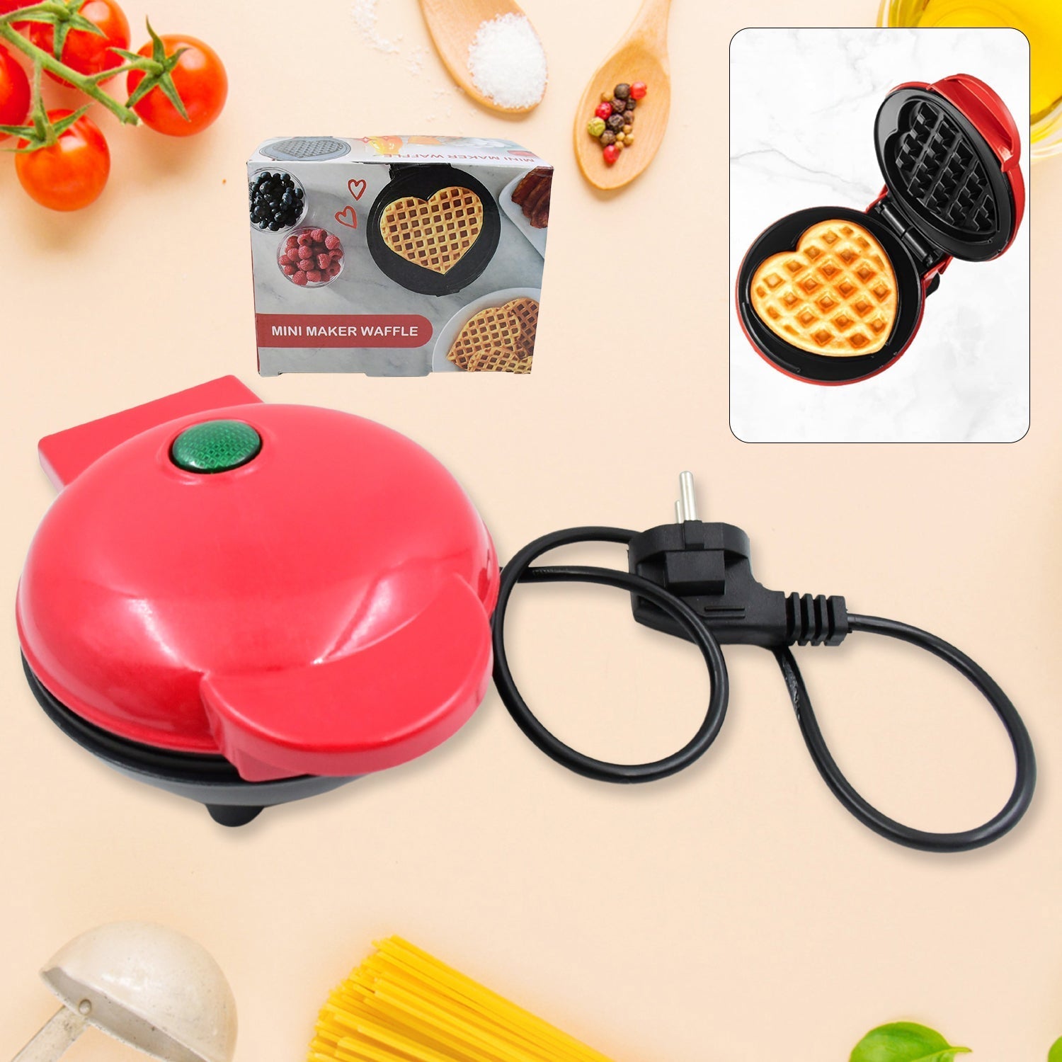 Mini Waffle Maker Machine Waffle Iron Home Appliances Kitchen Gift Easy To Clean - 10007_round_waffle_maker_machine