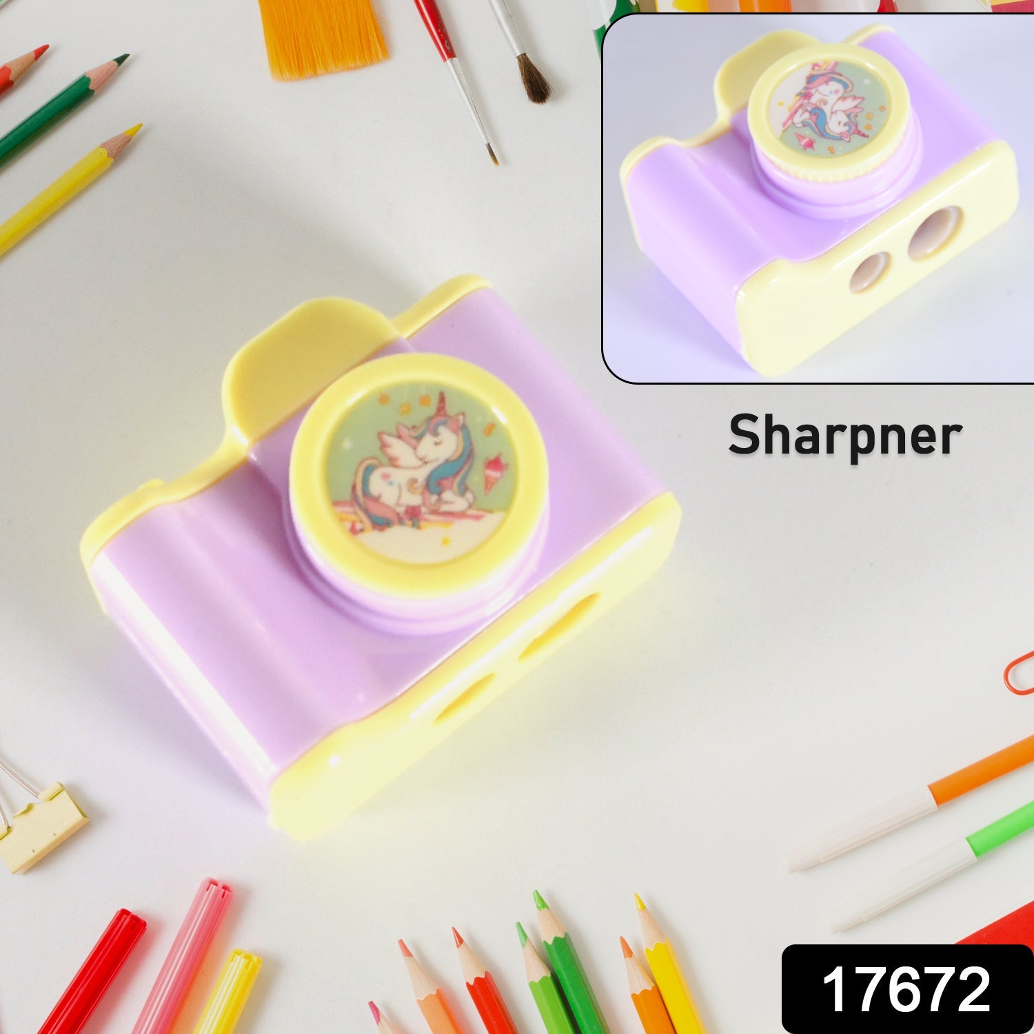 Camera Shape Pencil Sharpener | Simple Student Office Sharpener | Fashionable an - 17672_camera_pencil_sharpener_1pc