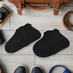 Non-Slip Silicone Rain Reusable Anti skid Waterproof Fordable Boot Shoe Cover (S - 17981_black_sili_shoe_cover_small