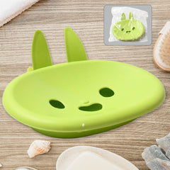 Soap Box Drain soap Box Cute Rabbit Shape Double soap Bowl Box Plastic Rack Stor - 17768_smiling_face_soap_dish