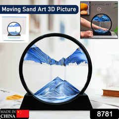 Moving Sand Art Picture Decor, 3D Deep Sea Sandscape Liquid Motion, Round Glass  - 8781_3d_moving_sandscape_1pc