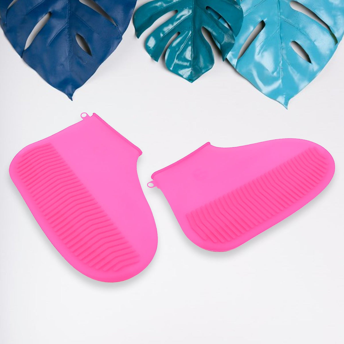 Non-Slip Silicone Rain Reusable Anti skid Waterproof Fordable Boot Shoe Cover (S - 17982_pink_sili_shoe_cover_small