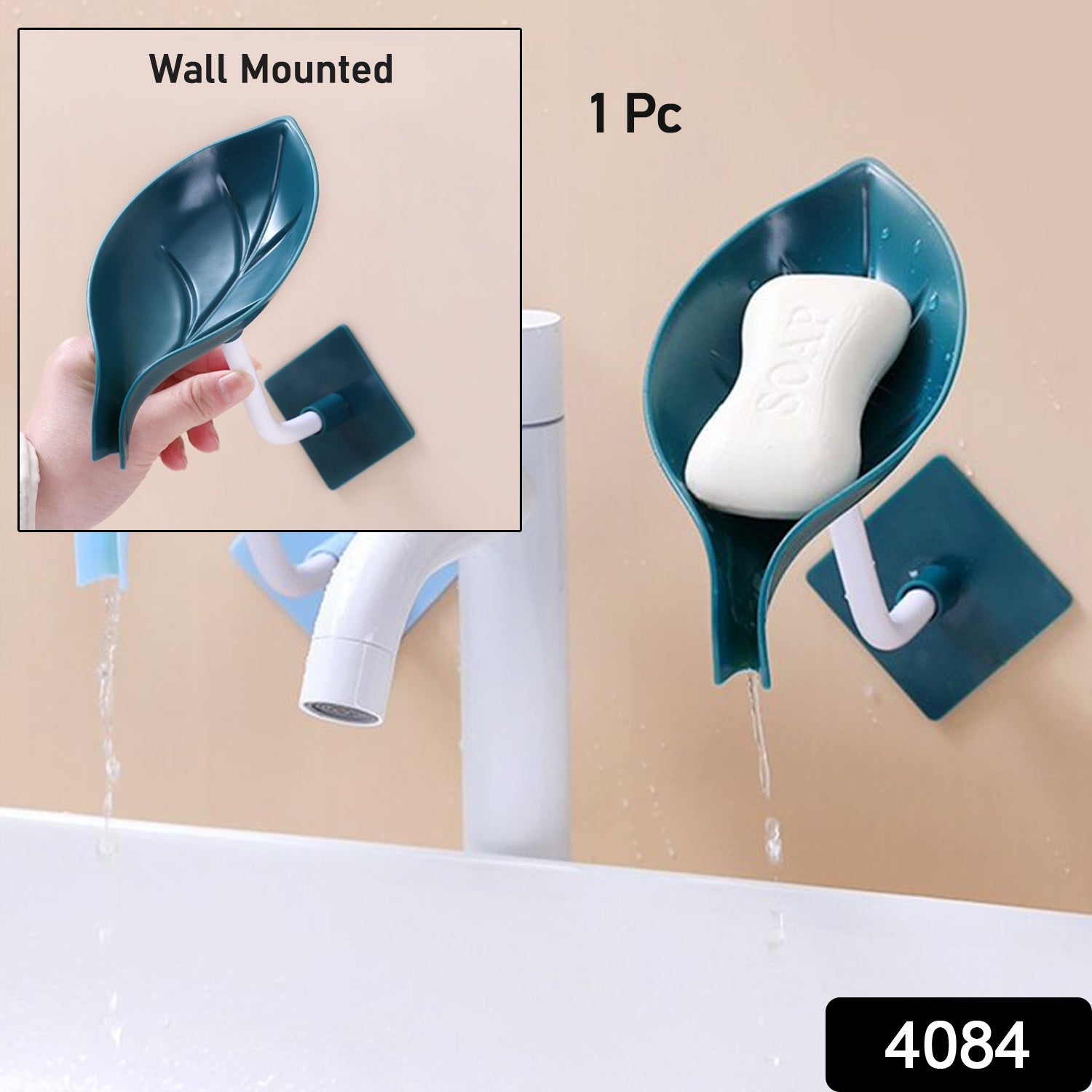 Soap Holder Leaf-Shape Self Draining Soap Dish Holder, With Suction Cup Soap Dis - 4084_leaf_soap_holder_1pc