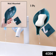 Soap Holder Leaf-Shape Self Draining Soap Dish Holder, With Suction Cup Soap Dis - 4084_leaf_soap_holder_1pc