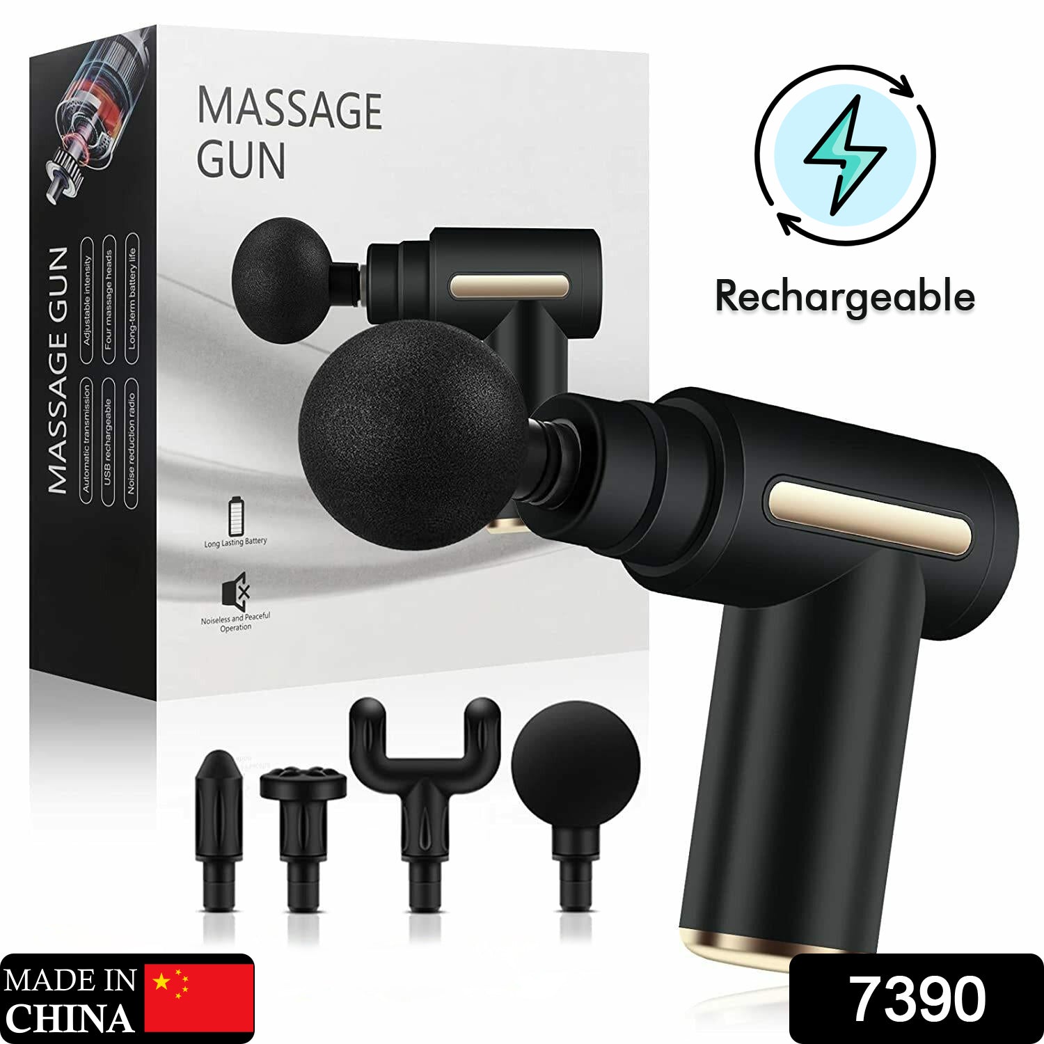 Percussion massager for deep tissue relief, various speed settings.