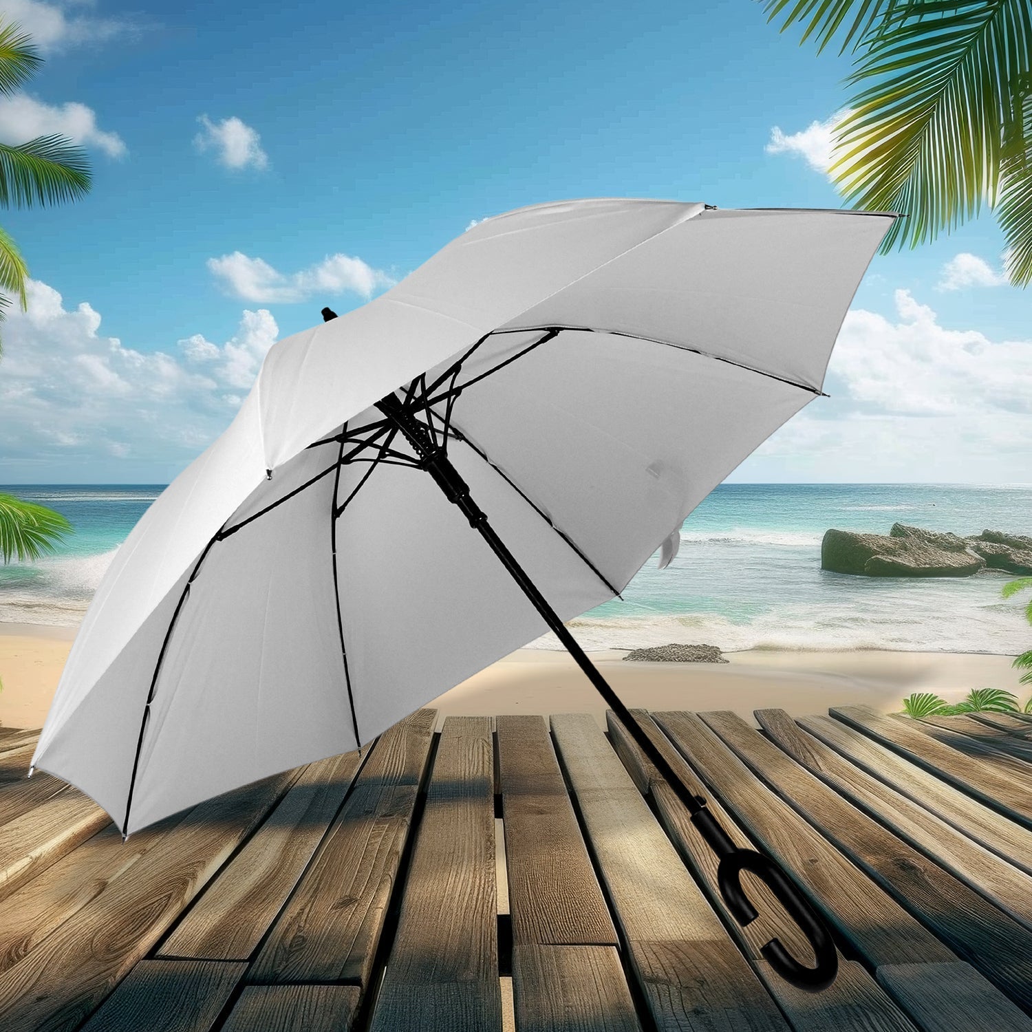 8551 Umbrella Summer Sun and Rain Protection Foldable Cute Umbrella & C-Shaped - 8551_foldable_umbrella_n_c_sha_hadle