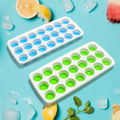 21 Cavity Pop Up Ice Cube Trays-Easy Release, Flexible Silicone Bottom - Stackab - 2807_21_cavity_ice_tray_2pc