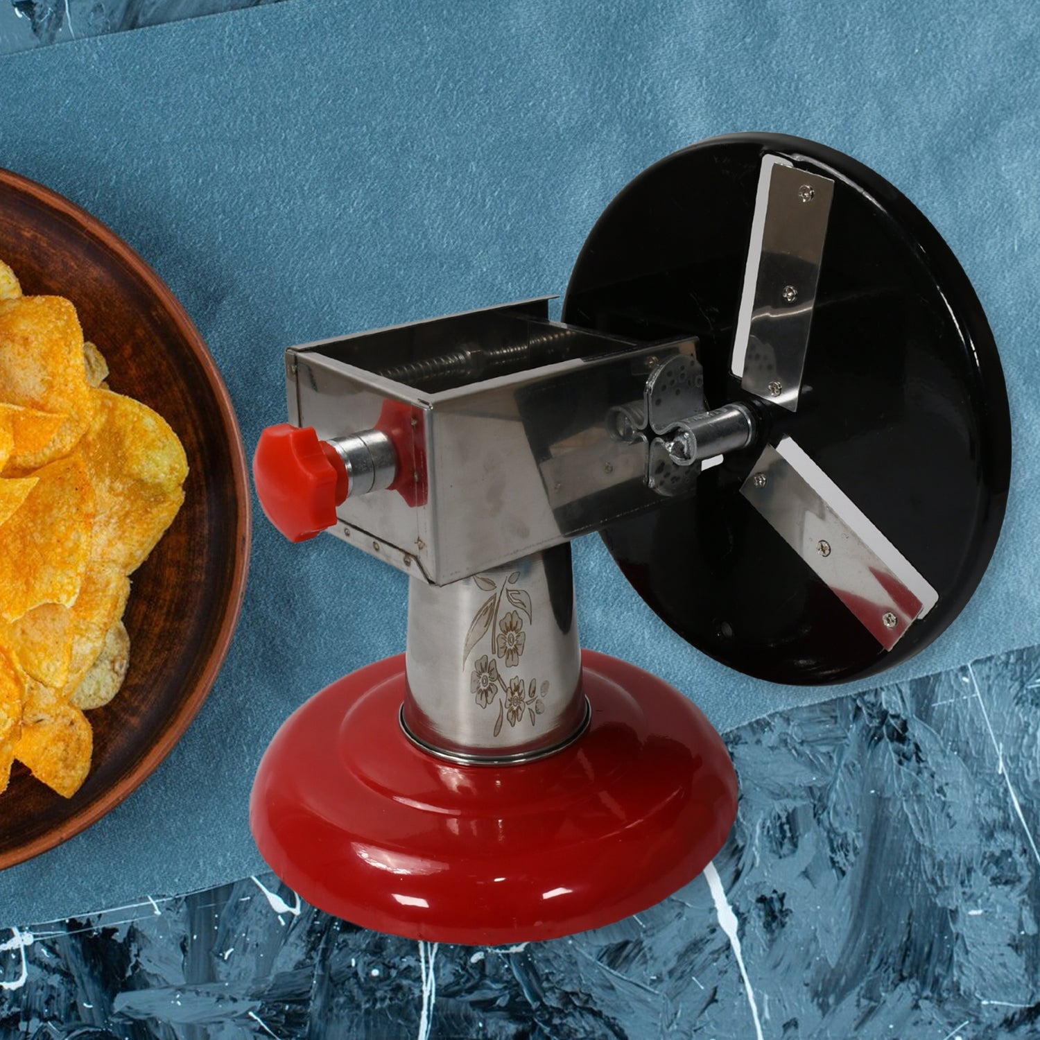 Stainless Steel Chips Maker and Vegetable Slicer for Kitchen Potato Slicer Grate - 8259_ss_potato_chips_maker_1pc