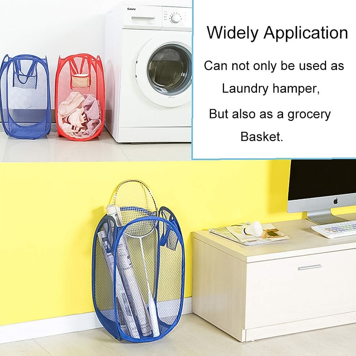 Foldable Collapsible Mesh Laundry Bag Pack Of 1 (Mix Color) - 13313_mesh_laundry_bag_67x38cm