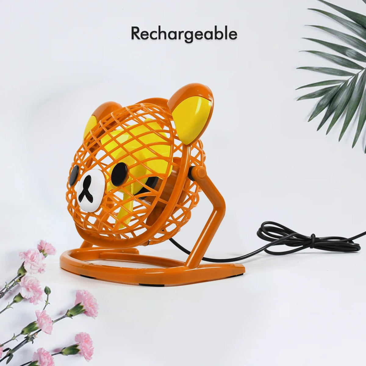 TEDDY BEAR PORTABLE FAN ADJUSTABLE USB FAN SUITABLE FOR HOME , OFFICE , CAR, & M - 7714_mini_fancy_fan_no7