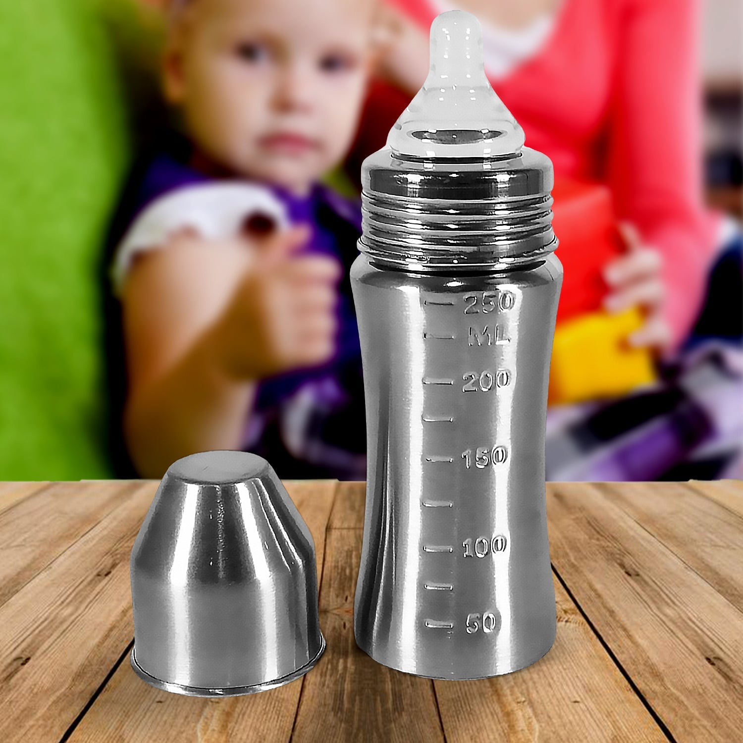 Ganesh Stainless Steel Baby Feeding Bottle, Milk Bottle for New Born / Infants / - 8173_ganesh_ss_baby_milk_bottle_250ml