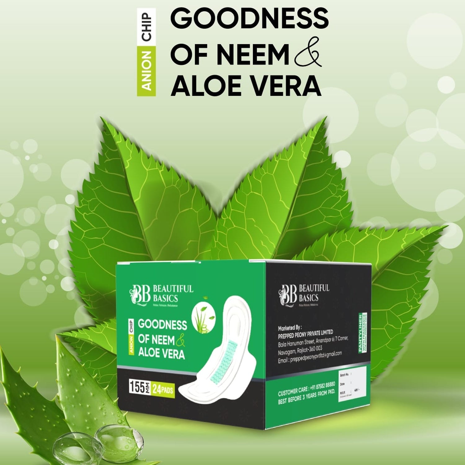 Sanitary Pads for Women With Goodness of Neem & Aloe Vera | Ultra Thin | Leakage - 0984_aloevera_sanitary_pads_24pads