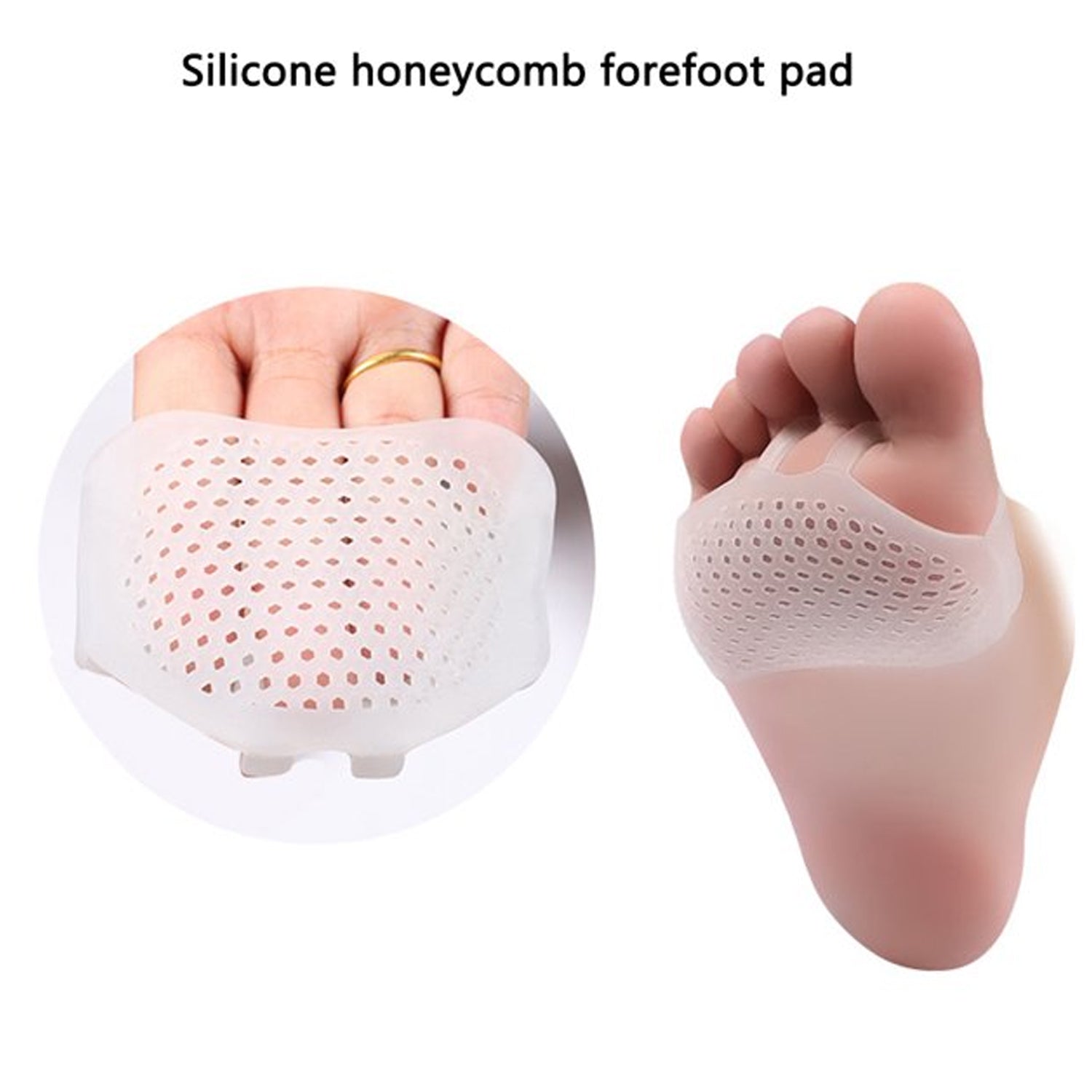 Silicone Front Foot Pad Anti-Slip Insole for Pain Relief, for Forefoot Pain, Cal - 6862_silicone_foot_pads_1pair